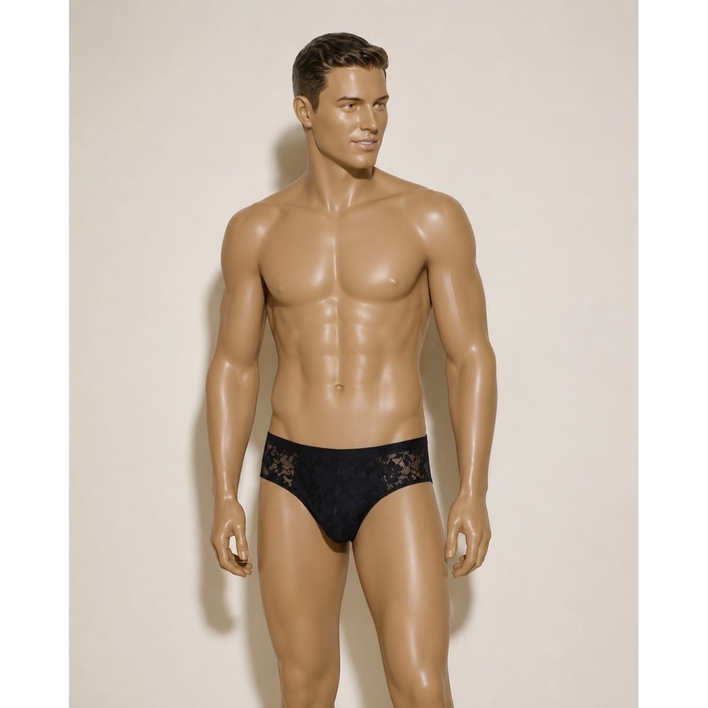 Cosabella Mens Black Floral Lace Sheer Low Rise Briefs Underwear Sexy Lingerie